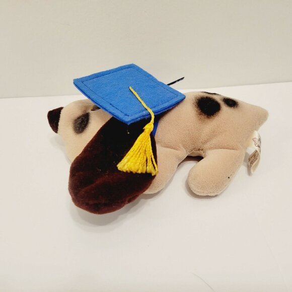 Vtg Graduation Dog Plush Toy By Applause With Blue Cap & Yellow Tassel - Picture 2 of 5